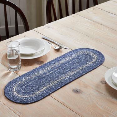 Great Falls Blue Jute Braided Oval Runner 8x24 VHC Brands - The Fox Decor